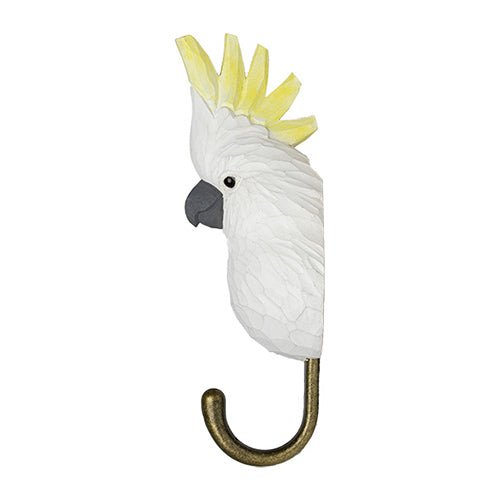 Wildlife Garden Hand Carved Hook Sulphur-crested Cockatoo