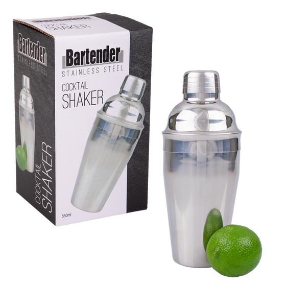 Bartender Stainless Steel Cocktail Shaker - 550ml