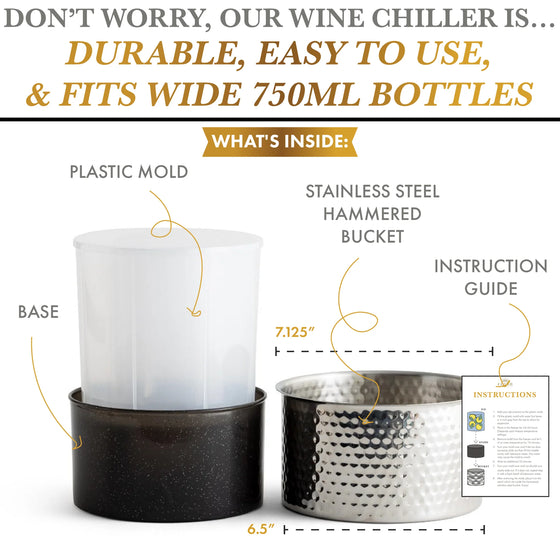 Glasi Ice Mold Hammered Stainless Steel Wine Chiller