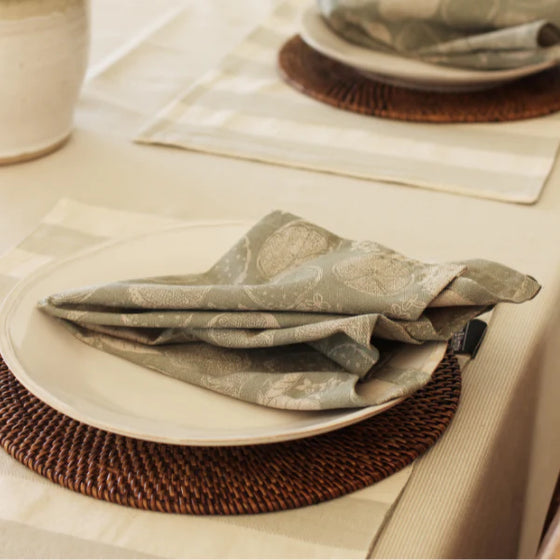 Raine And Humble Napkins Set 4 Lemon Marmalade Sage
