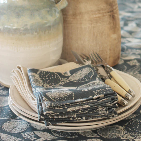 Raine And Humble Napkins Set 4 Lemon Marmalade Dark Slate