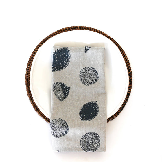 Raine And Humble Napkins Set 4 Lemonade Dark Slate