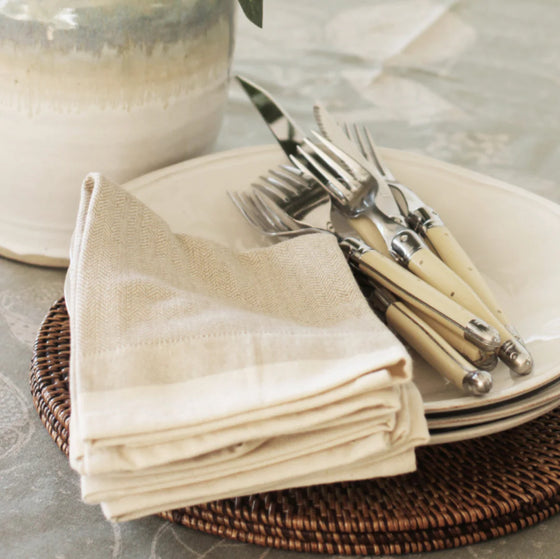 Raine and Humble Herringbone Napkin Set 4 Taupe