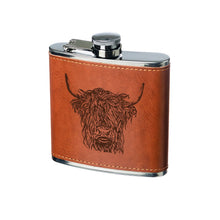  Selbrae Leather Hip Flask Highland Cow