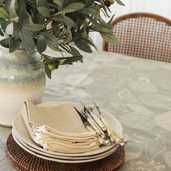 Raine And Humble Tablecloth Lemon Marmalade Sage 260 X 140cm