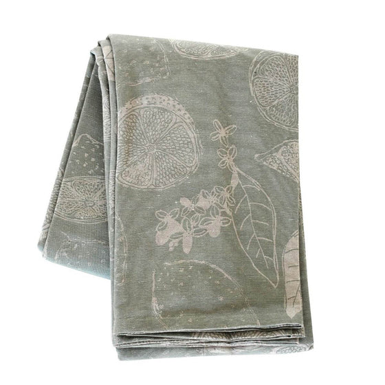 Raine And Humble Tablecloth Lemon Marmalade Sage 260 X 140cm